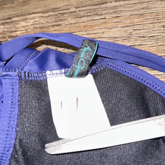 Crochet High Neck One-Piece Swimsuit- Navy Blue - Picture 4 of 7